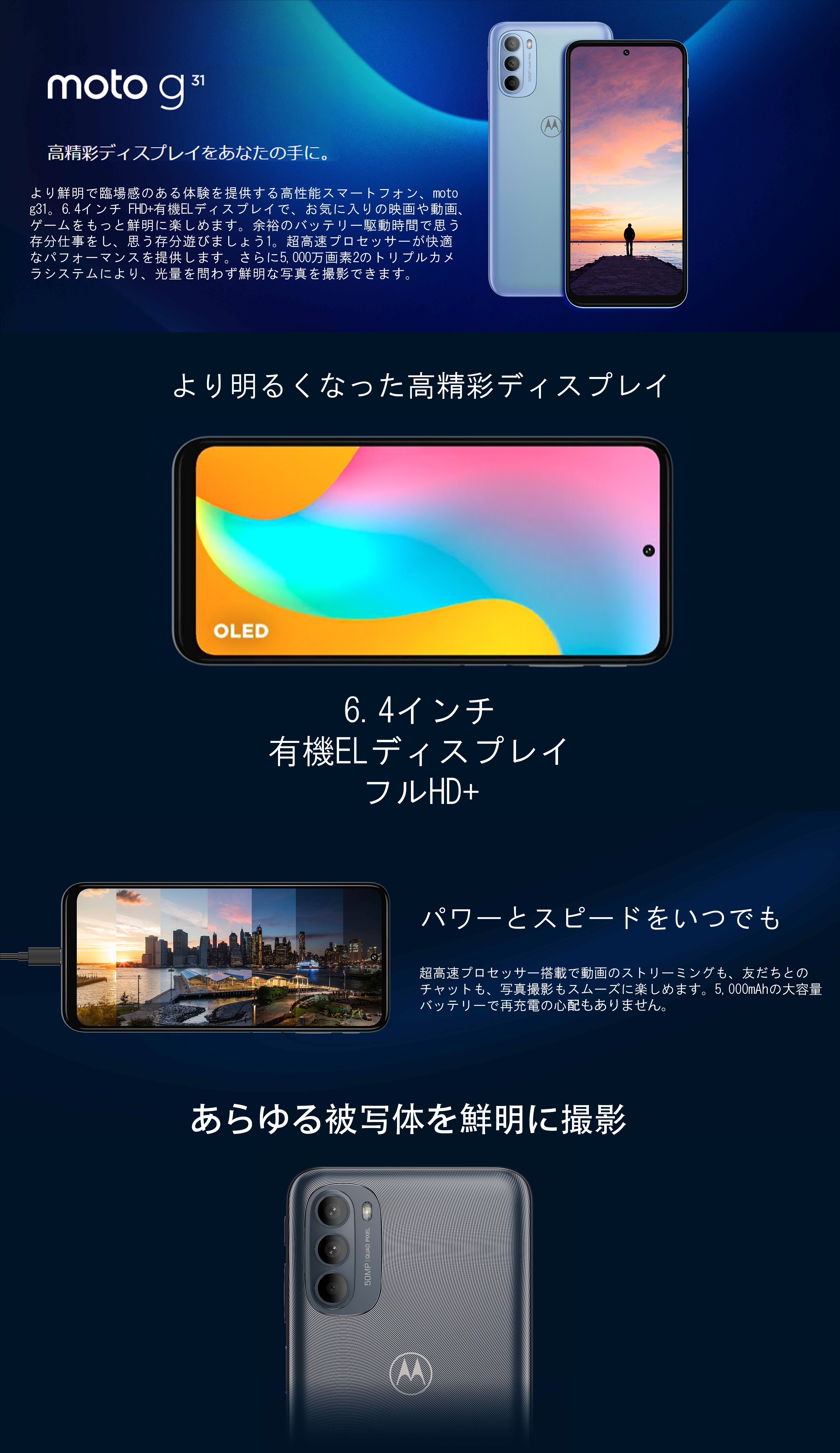 最大2000円クーポンGET】SIMフリー Motorola（モトローラ) moto g31